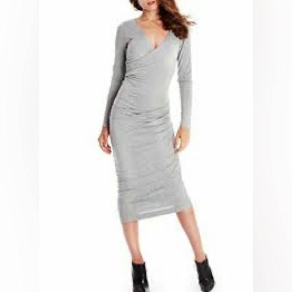 Michael Stars from Bloomingdale’s beautiful light grey stretchy long chic dress